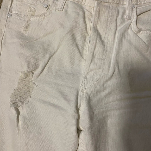 MOTHER denim tomcat ankle jeans, white with distressing, size 24 - Picture 2 of 7